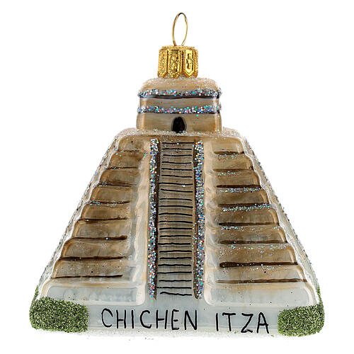 Chichén Itzá enfeite para árvore de Natal vidro soprado 1