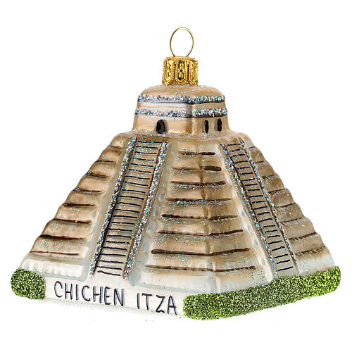 Chichén Itzá enfeite para árvore de Natal vidro soprado 3