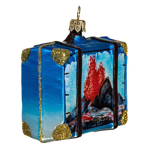 Suitcase Hawaii Christmas tree decoration in blown glass 4