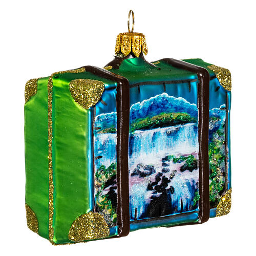 Suitcase Brazil Christmas tree decoration in blown glass 4