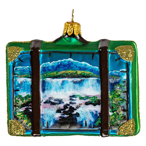 Suitcase Brazil Christmas tree decoration in blown glass 5