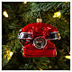 Old red phone blown glass Christmas tree decoration s2