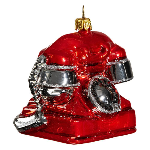 Telefone vermelho clássico enfeite para árvore de Natal vidro soprado 4