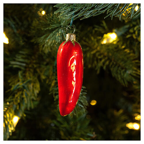 Pimenta-caiena enfeite para árvore de Natal vidro soprado 2