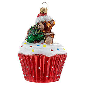 Cupcake orsetto addobbo vetro soffiato albero Natale