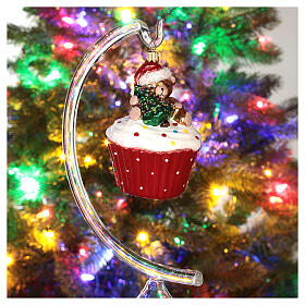 Cupcake orsetto addobbo vetro soffiato albero Natale