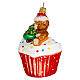 Cupcake com ursinho enfeite para árvore de Natal vidro soprado s3