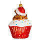 Cupcake com ursinho enfeite para árvore de Natal vidro soprado s6
