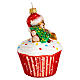 Cupcake Christmas tree decoration with bear blown glass s4