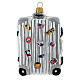 Reisekoffer mit Aufklebern, Weihnachtsbaumschmuck aus mundgeblasenem Glas s1