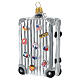 Reisekoffer mit Aufklebern, Weihnachtsbaumschmuck aus mundgeblasenem Glas s5
