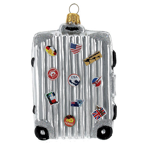 Travel suitcase Christmas tree decoration in blown glass 1