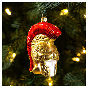 Roman helmet blown glass Christmas tree decoration