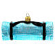 Yoga mat Christmas ornament in blown glass, blue s1
