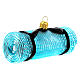 Yoga mat Christmas ornament in blown glass, blue s4