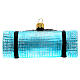 Yoga mat Christmas ornament in blown glass, blue s5