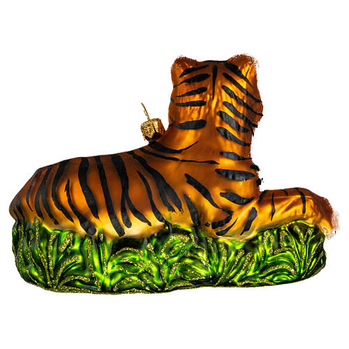 Tiger lying Christmas tree decoration in blown glass 5