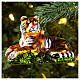 Tiger lying Christmas tree decoration in blown glass s2