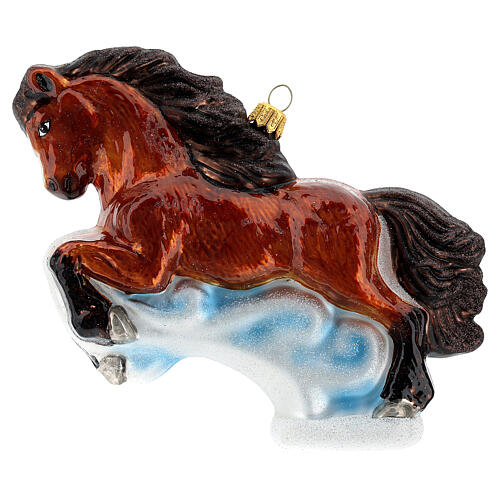 Brown horse Christmas tree ornament in blown glass 1