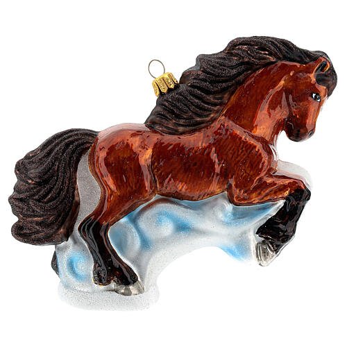 Brown horse Christmas tree ornament in blown glass 3