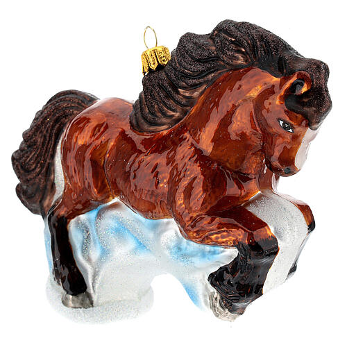 Brown horse Christmas tree ornament in blown glass 4