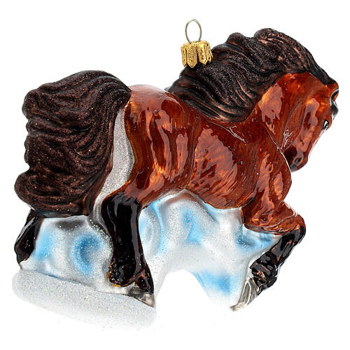 Brown horse Christmas tree ornament in blown glass 5