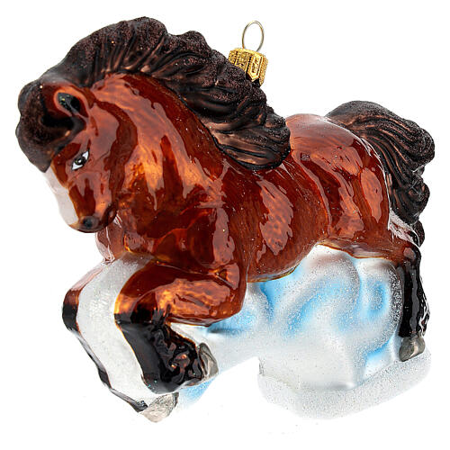 Brown horse Christmas tree ornament in blown glass 6
