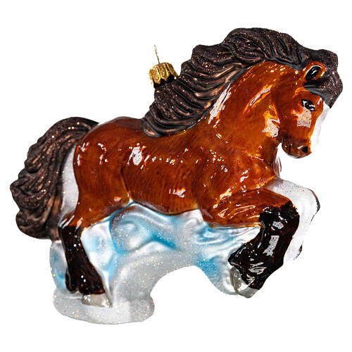 Brown horse Christmas tree ornament in blown glass 4