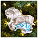 White horse Christmas tree ornament in blown glass s2