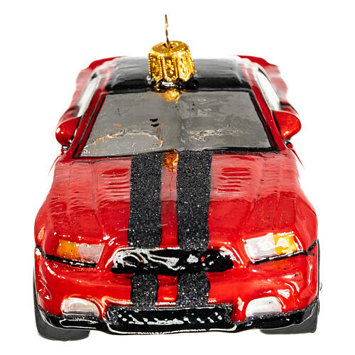 Red racing car blown glass Christmas tree decoration 4