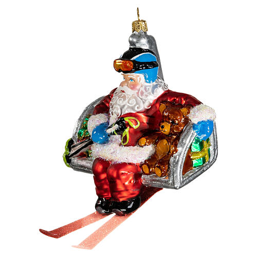 Santa Claus chairlift blown glass Christmas tree decoration 3