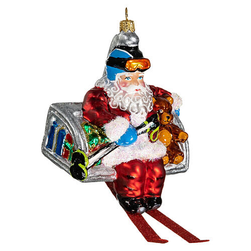 Santa Claus chair lift Christmas tree decoration in blown glass 4
