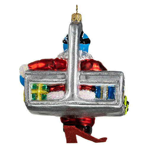 Santa Claus chair lift Christmas tree decoration in blown glass 5