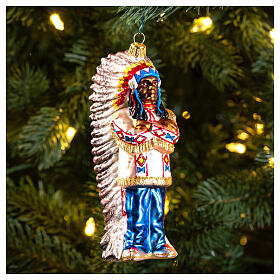 Capo nativo americano addobbo vetro soffiato albero Natale