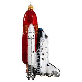 Space shuttle launch blown glass Christmas tree decoration. 