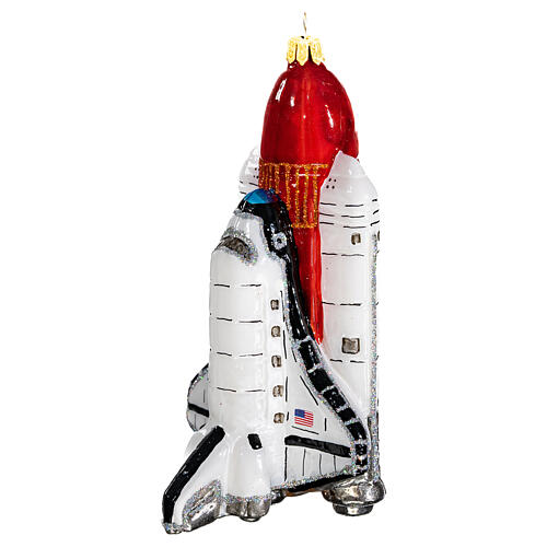 Space shuttle launch blown glass Christmas tree decoration.  3