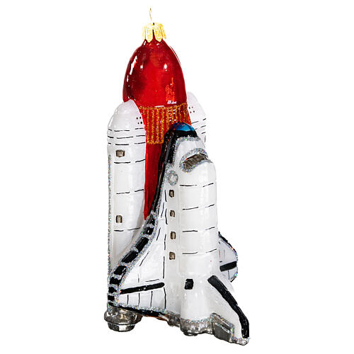 Space shuttle launch blown glass Christmas tree decoration.  4