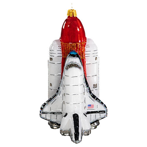 Space shuttle launch blown glass Christmas tree decoration.  5