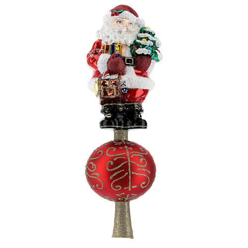 Szpic na choinkę Święty Mikołaj z prezentami szkło dmuchane 30 cm 1