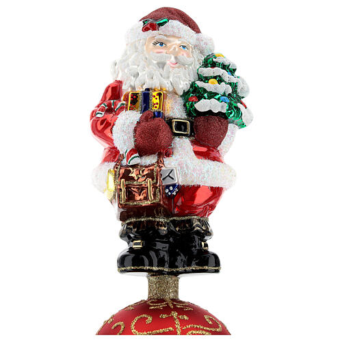 Szpic na choinkę Święty Mikołaj z prezentami szkło dmuchane 30 cm 3