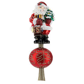 Tree topper Santa Claus with gifts in blown glass 30 cm