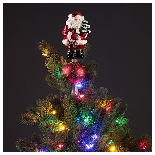 Tree topper Santa Claus with gifts in blown glass 30 cm 2