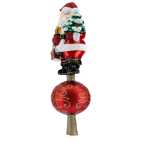 Tree topper Santa Claus with gifts in blown glass 30 cm 4