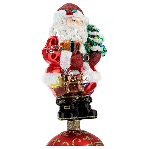 Tree topper Santa Claus with gifts in blown glass 30 cm 5