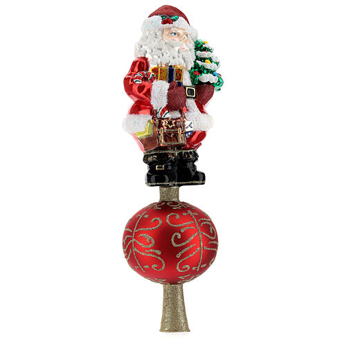 Tree topper Santa Claus with gifts in blown glass 30 cm 6