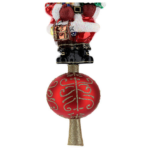 Tree topper Santa Claus with gifts in blown glass 30 cm 7