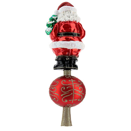 Tree topper Santa Claus with gifts in blown glass 30 cm 8