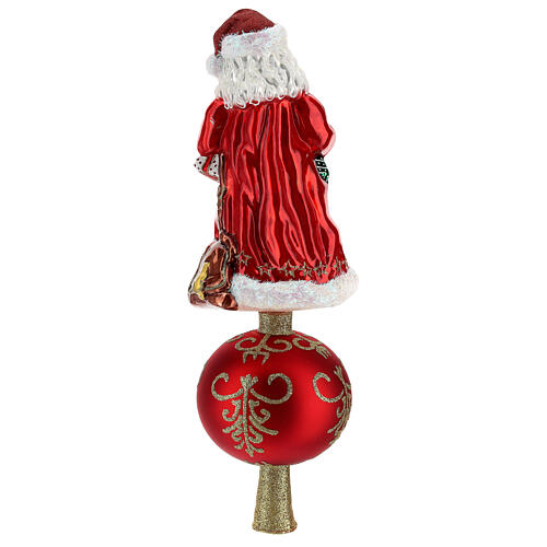 Baumspitze, Weihnachtsmann mit rotem Mantel, Weihnachtsbaumschmuck aus mundgeblasenem Glas 6