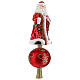 Ponteira para árvore de Natal Pai Natal manto vermelho e bastão vidro soprado 30 cm s5