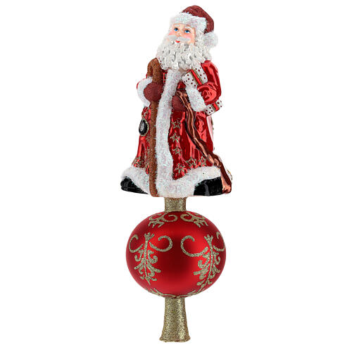 Santa Claus Christmas tree topper red coat blown glass 30 cm 4